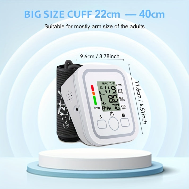 Blood Pressure Monitor Upper Arm, Blood Pressure Machine Easy To Operate, Adjustable Cuff | 60S Fast Reading | Voice Broadcast, Hypertension Alert, 2×99 Sets Memory, Home And Travel Use, Adult Health Monitor (Battery Exclude