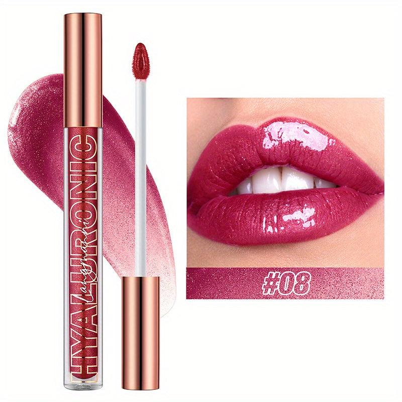8 Colors Hyaluronic Acid Glitter Lip Gloss, Moisturizing And Nourishing Lip Glaze, Long Lasting Waterproof High Pigmented Lip Gloss Valentine's Day Gifts For Music Festival