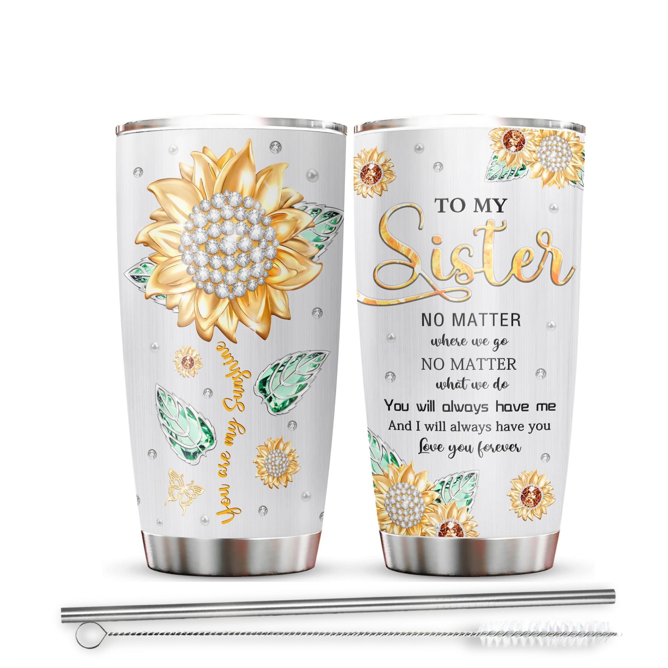 20oz Sisters Tumblers - Funny Coffee Mugs for Sisters - Unique Birthday &amp; Christmas Gift Ideas for Little or Big Sister - Durable, BPA-Free, Dishwasher Safe Cups &amp; Mugs