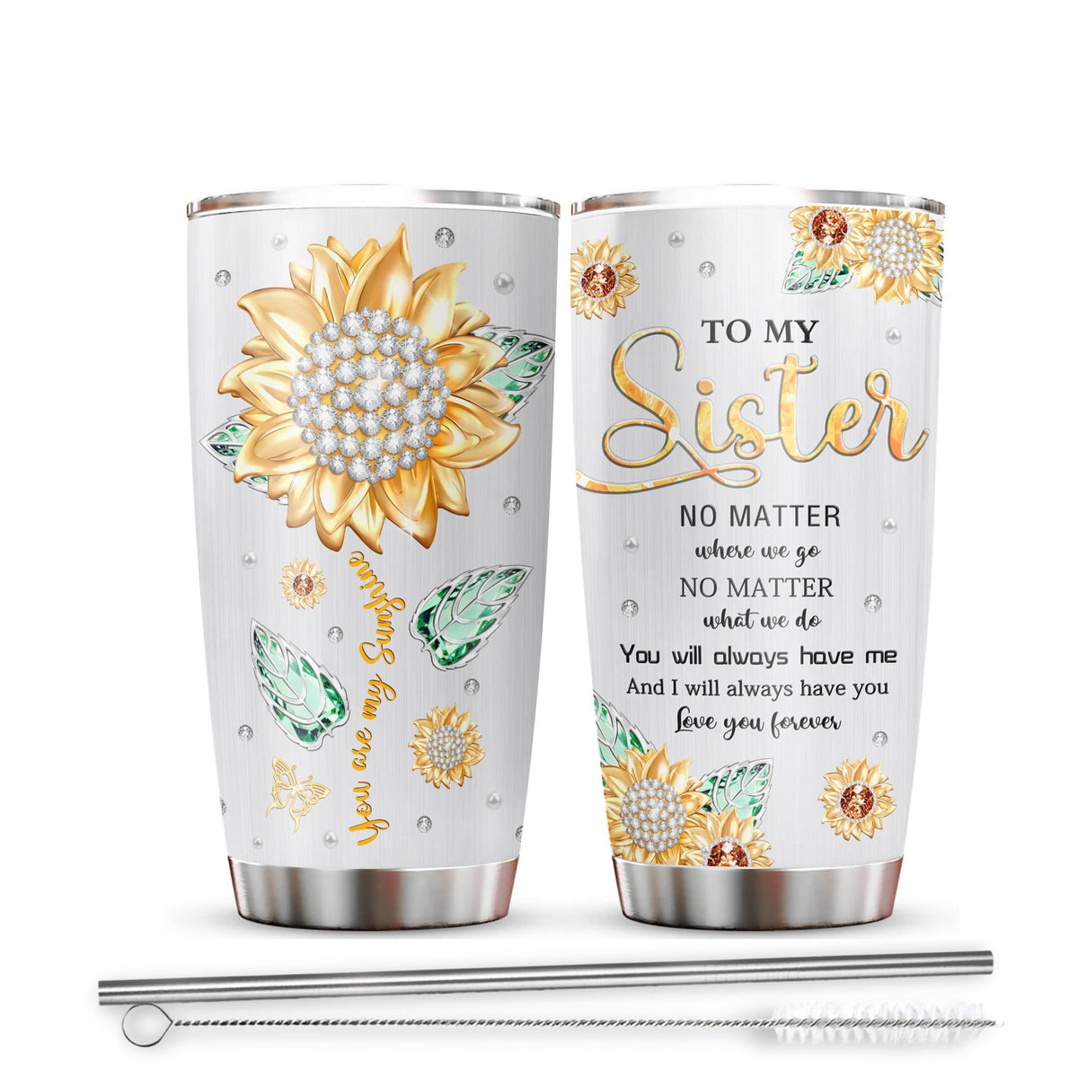 20oz Sisters Tumblers - Funny Coffee Mugs for Sisters - Unique Birthday &amp; Christmas Gift Ideas for Little or Big Sister - Durable, BPA-Free, Dishwasher Safe Cups &amp; Mugs