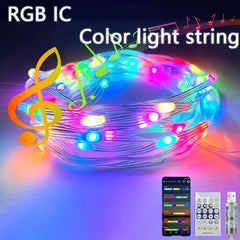 IP65 Waterproof RGB+IC Light With USB Infrared Remote Control Intelligent Wireless LED Fairy Light Christmas Light APP Control Music Synchronization Color Changing LED Strip Light With Remote Control LED Strip Light Mobile Ap