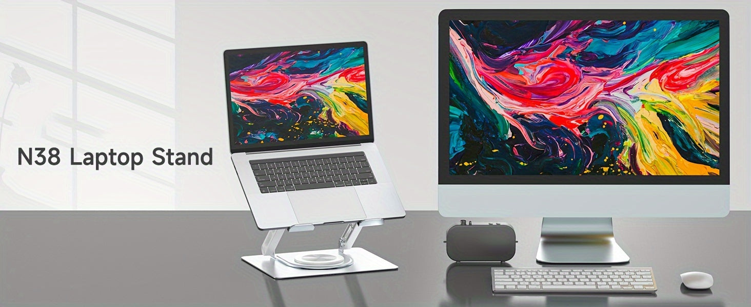 360° Swivel Laptop Stand For Desk, Ergonomic Adjustable Notebook Computer Riser Holder With Larger Heat-Vent, Compatible For MacBook Pro/Air, HP, Dell, Lenovo (10-17")