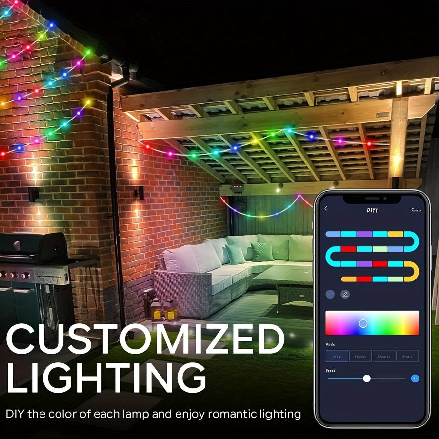 IP65 Waterproof RGB+IC Light With USB Infrared Remote Control Intelligent Wireless LED Fairy Light Christmas Light APP Control Music Synchronization Color Changing LED Strip Light With Remote Control LED Strip Light Mobile Ap