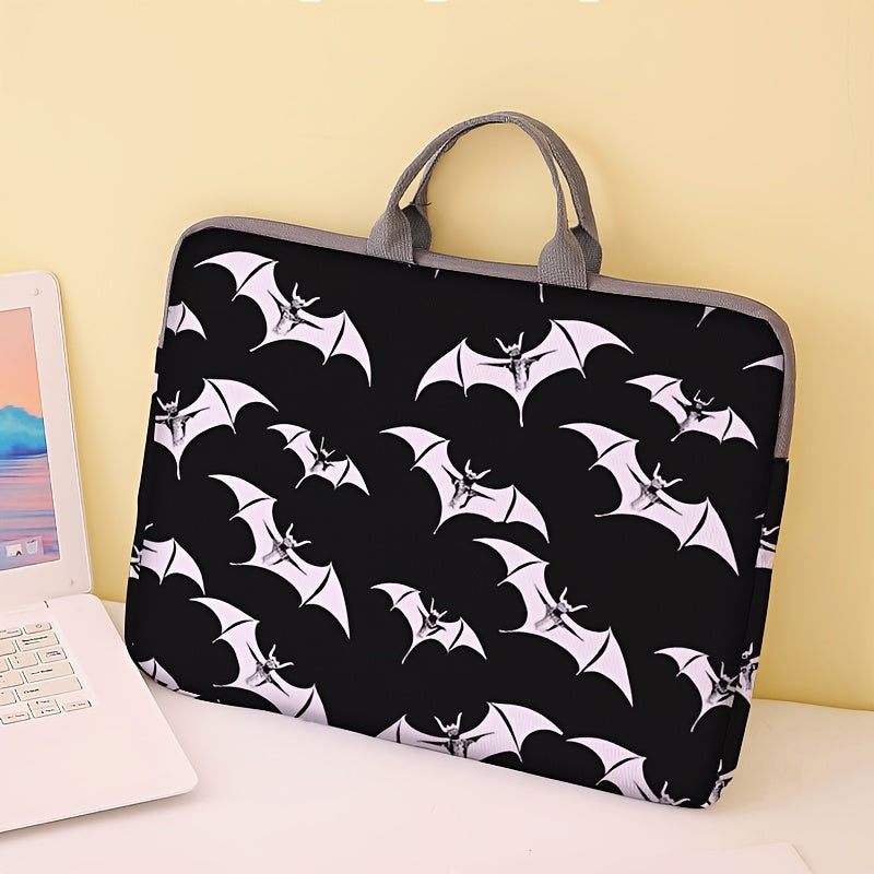 1pc Bat Printed Notebook Computer Bag, Simple Briefcase, Notebook Computer Protective Bag, Laptop Tablet Commuter Briefcase, File Storage Bag