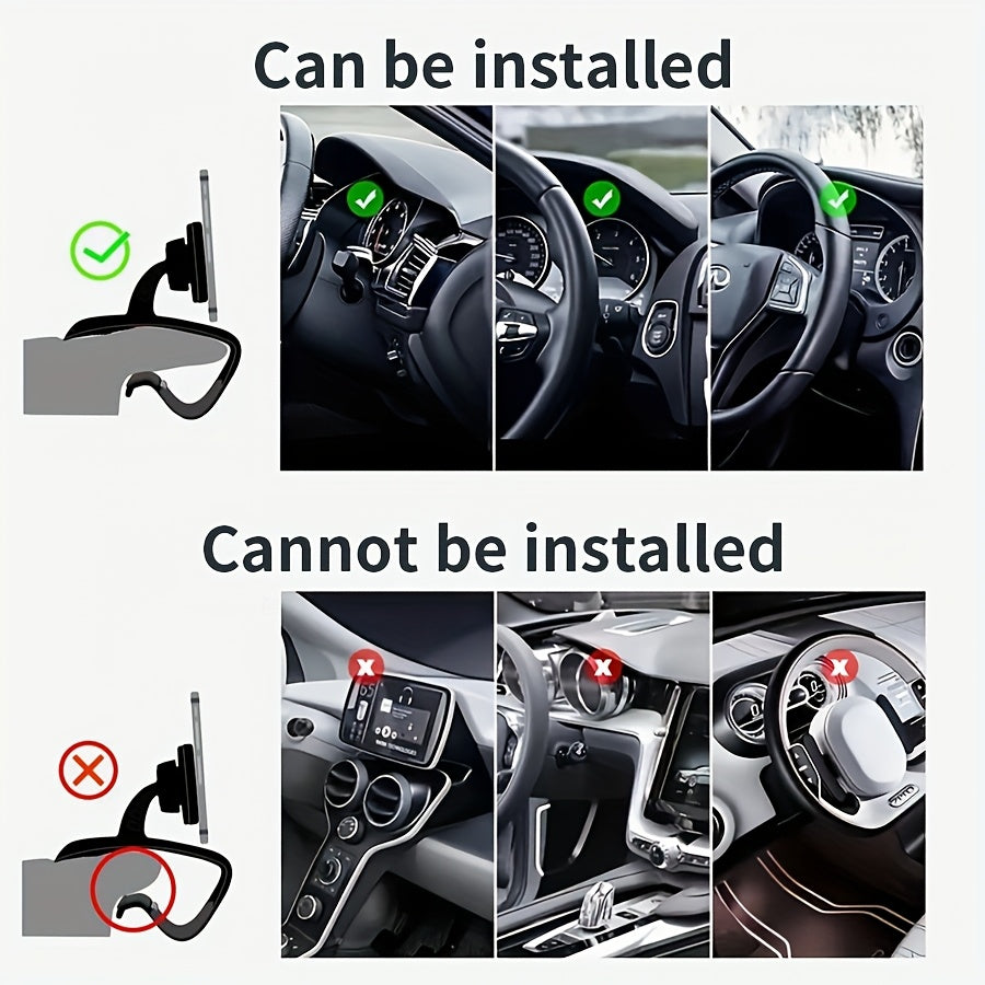 [1pc Universal Phone Holder Mount] dolwao 1pc Universal Car Phone Holder Mount Clip Dashboard Easy Installation Non-Slip Stand for iPhone, for Xiaomi, Oppo, for VIVO, for SamSung, OnePlus - Durable ABS Material, No Battery Re
