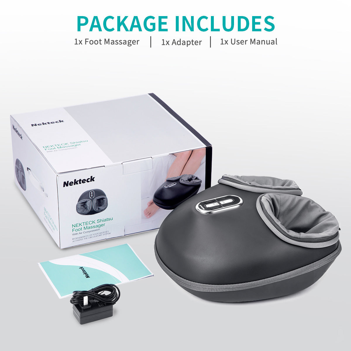 Nekteck Shiatsu Foot Massager Machine with Heat Deep Kneading Air Compression Body Massager and Muscle Relax for Home or Office Use, As A Gift For Parents Mother's Day