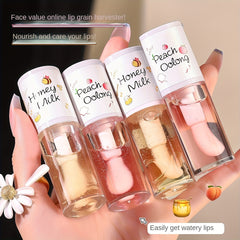 Honey Milk & Peach Oolong Flavored Lip Oil Lip Gloss, Moisturizing And Nourishing Lip Care, Non-Sticky, Shiny Finish - Ideal For Daily Lip Care