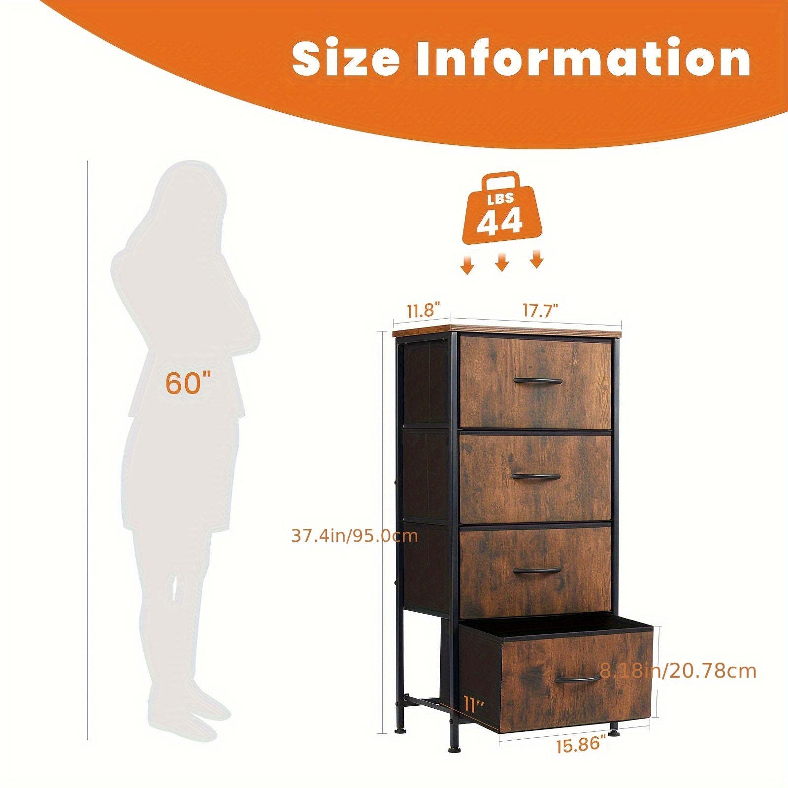ANTONIA Classic 4-Drawer Dresser with Metal Frame & Wood Top - High-Density Fiberboard, Black Finish, Easy Assembly, 27" Tall Storage Cabinet for Bedroom, Living Room, Entryway - Includes Decorative Lamp & Plant, Bedroom Furn