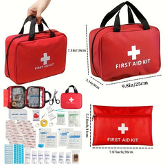 Portable First Aid Kit: Comprehensive and Compact for Home, Car, Camping, and Hiking - Includes Scissors, Tweezers, and More
