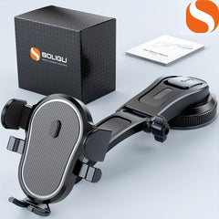 SOLIGU Universal Car Phone Holder - 360° Rotatable Mobile Phone Mount Cradle with Suction Cup, Fit for iPhone, Android and All Phones, Easy Adjustable and Secure Phone Mounting