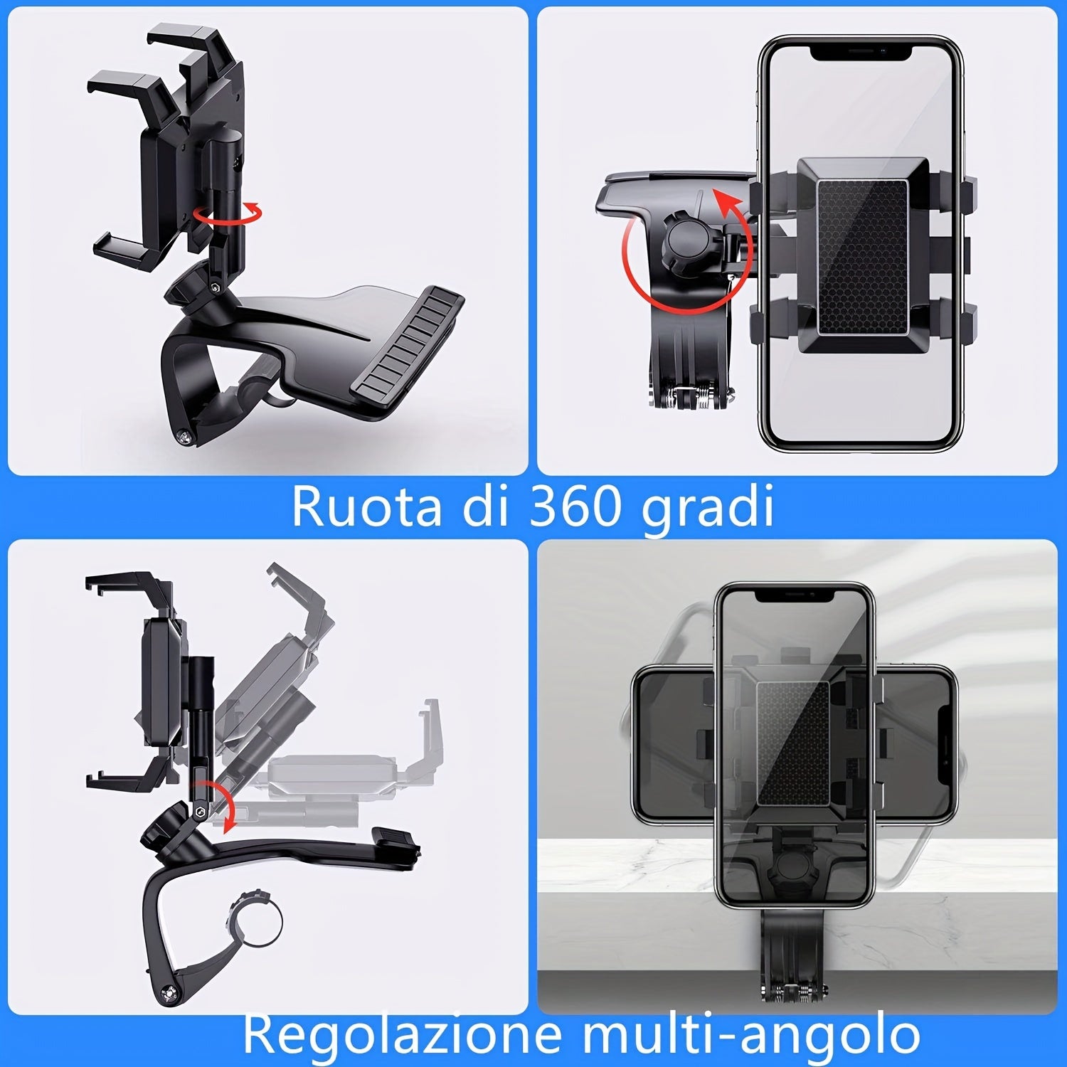 Universal Car Phone Holder Mount, 360 Degrees Rotation Dashboard Phone Holder, Car Phone Mount For IPhone, Samsung, Google, Nokia, And 3TB 7" Smartphones