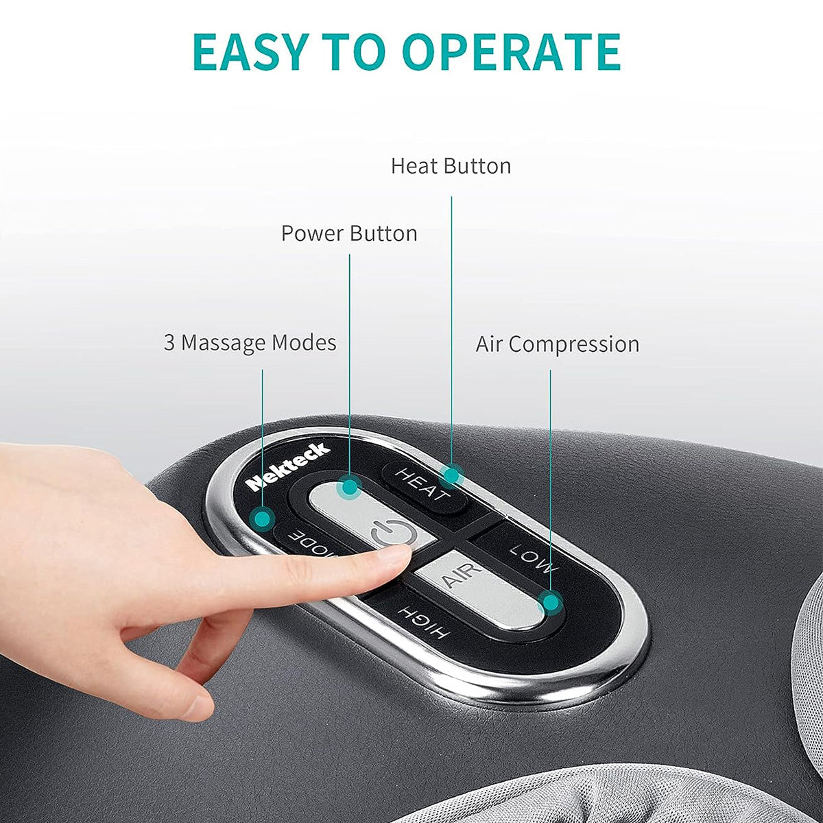 Nekteck Shiatsu Foot Massager Machine with Heat Deep Kneading Air Compression Body Massager and Muscle Relax for Home or Office Use, As A Gift For Parents Mother's Day