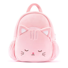 1pc Pink Cat-Shaped Toddler Backpack, Polyester Fiber, Cute Cartoon Animal Design, Soft Kids School Bag, Perfect Gift for Children, Party Favor, Holiday Decor - 11 Inches