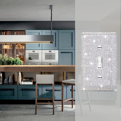 1pc Flashing Silvery Rhinestone Light Switch Cover Shiny Crystal Sparkling Wall Plate Decorative Lamp Switch or Outlet Socket Wall Plate Cover Toggle Switch Plate Cover