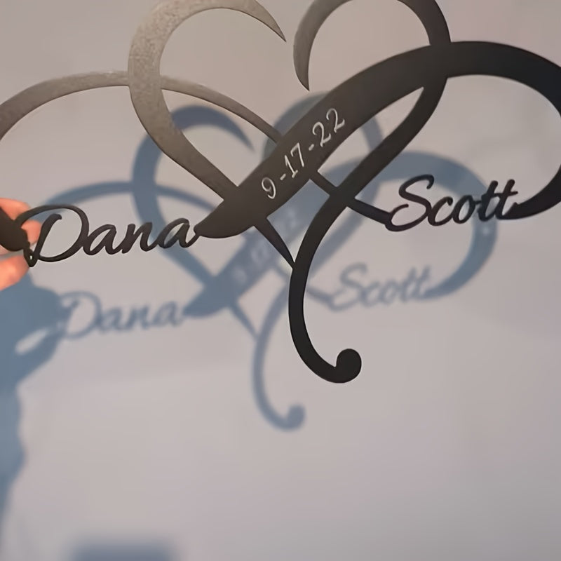 Metal Custom Infinity Heart Wall Sculpture - Personalized Name Engraved, Weatherproof Outdoor/Indoor Wall Art, Romantic Couple Gift for Weddings, Anniversaries, Valentine's Day, Home & Office Decor