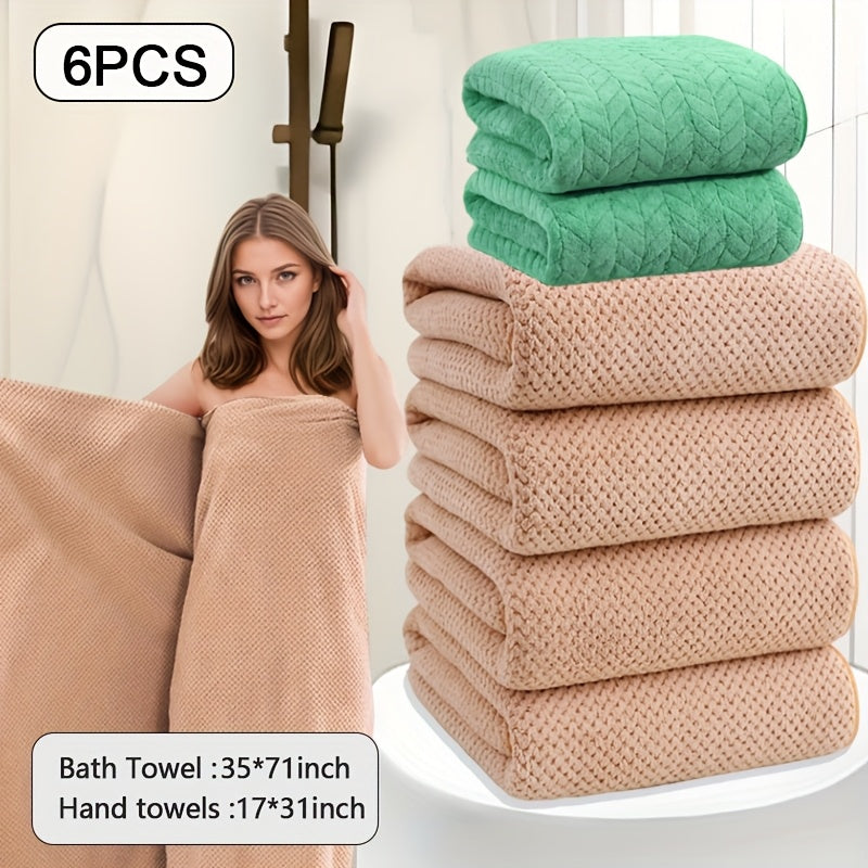 Oversized Striped Bath Towel 6pcs, Absorbent And Quick Drying Towel Bath Towel, High Quality Adult Bath Towel, Oversized to Wrap The Body, Suitable for Spa, Hotel, Home, Gift Giving, Spa Towel, Home Bath Towel, Contemporary D