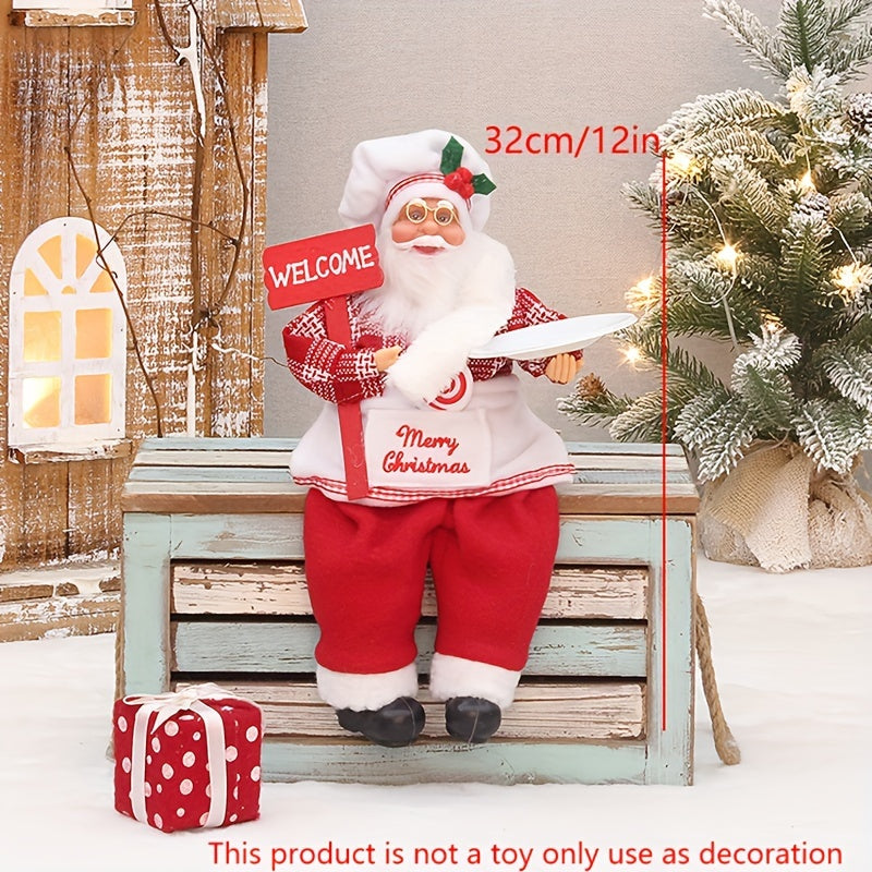 Chef Santa Claus Christmas Decoration - Festive Holiday Ornament, No Power Needed, Feather-Free, Perfect For Home & Party Decor