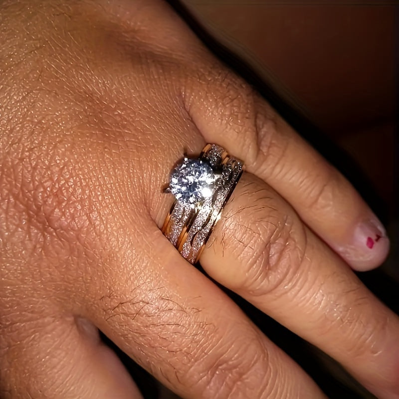 1 fashionable and romantic couple wedding matching ring, suitable for her 2-piece set and his 1-piece - fashionable, durable, low allergenic, timeless design, perfect symbol of long-lasting love