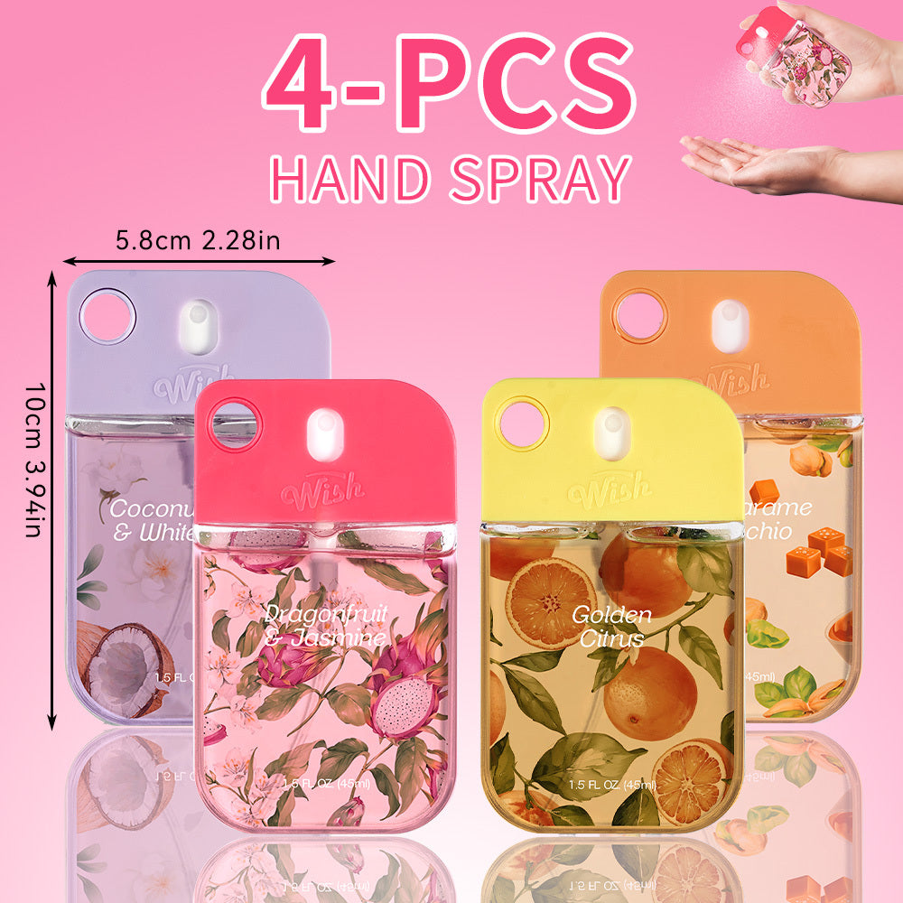 8 Scents of hand Perfume spray, (1.5 OZ/45 ML each) mini travel essential items, Portable Aloe Vera Hand Perfume Spray, Power Mist Hydrating, Hands Cleaning, Hydrated, And Delicately Scented.Travel Size For Moisturizing Hand