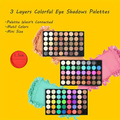120 Colors Mini Eyeshadow Palette Shimmer Glitter Matte Finish Eyeshadow Palette Makeup 3-in-1 Colorful Rainbow Eyeshadow High Pigment Long Lasting Eye Makeup For Music Festival