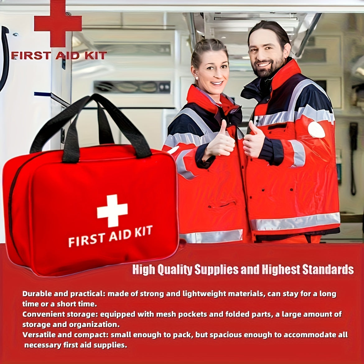 Multifunctional Lifesaving First Aid Kit - Comprehensive and Portable for Home, Car, Camping and Hiking - 2 Sizes, with Basic Lifesaving Tools - Campus Ready and Disaster Response