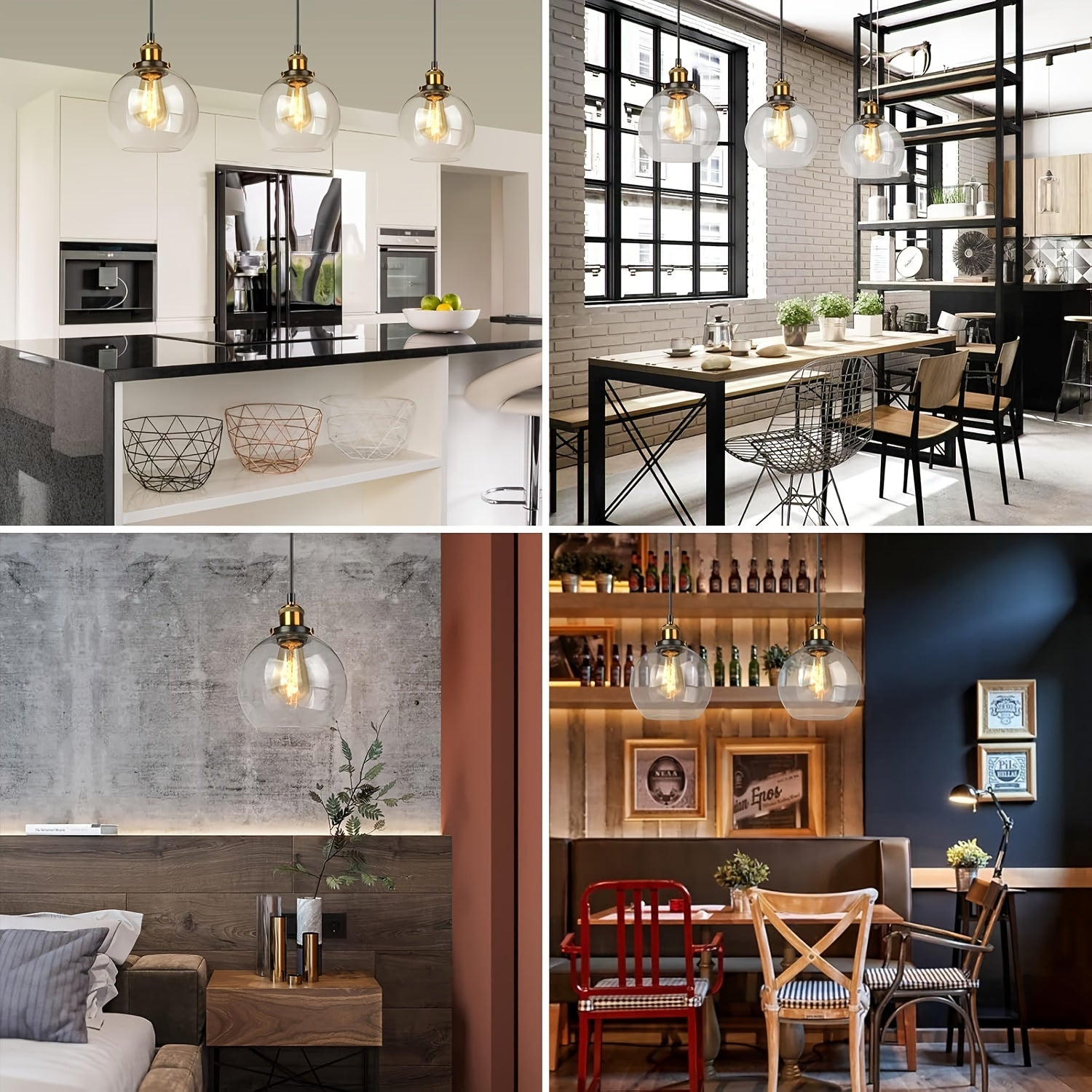 Modern Globe Pendant Light Fixture - Commercial Use, Transparent Kitchen Island and Dining Room, Hotel, Office Ceiling Light, Ceiling Light Fixture, Easy to Install Hardware (Bulbs Not Included) - Home Gift, Exquisite Gift
