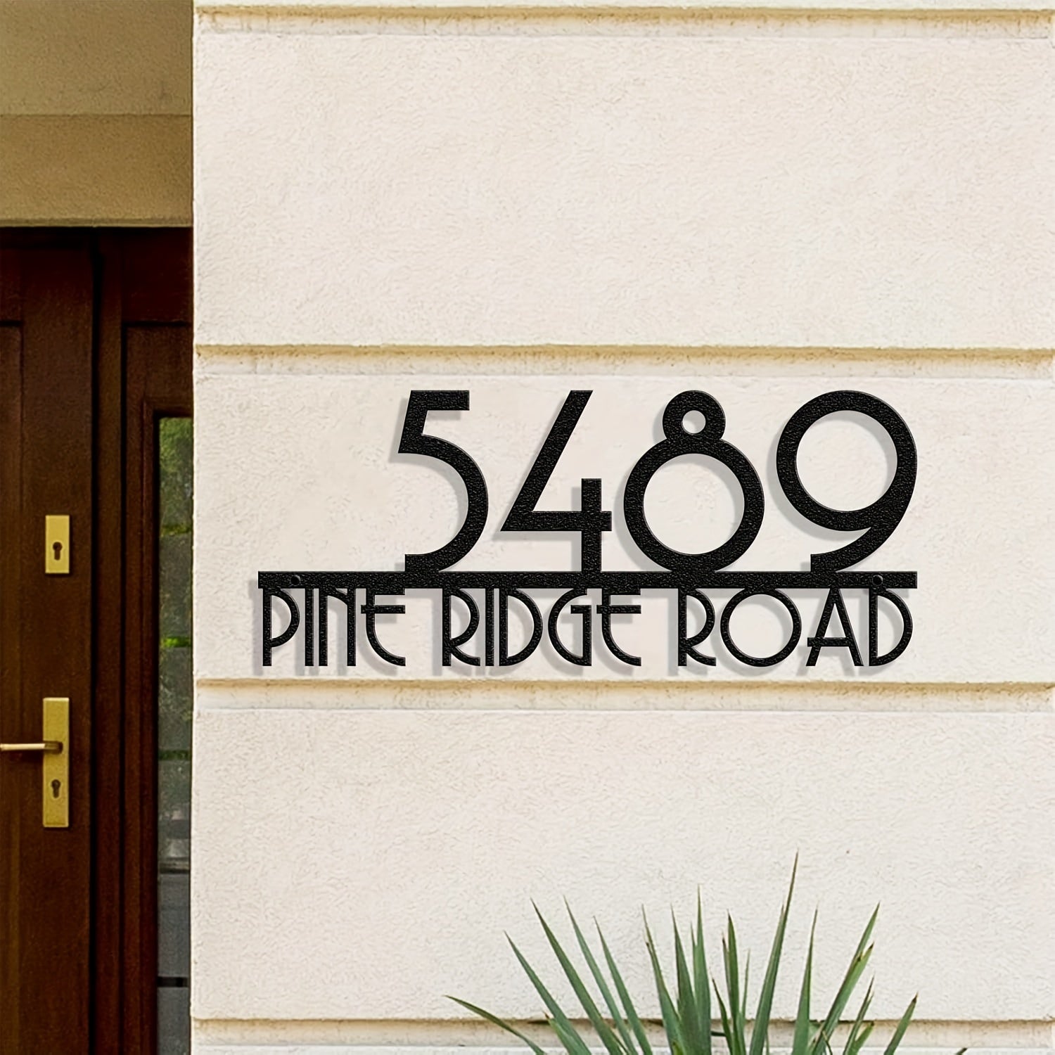 Customized Metal House Number Sign, Pine Ridge Road, Modern Outdoor Address Plaque, Wall Art Decor, Unique Handmade, New Home Gift, Decosis Brand, No Battery Needed, Wall-Mounted