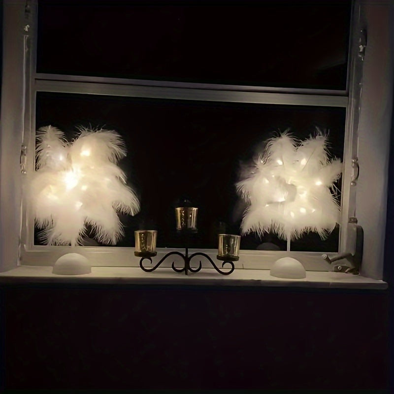 Bedroom Indoor Decorative Lights, Romantic Gift Birthday Lights, Feather Lights Table Night Light, Valentine's Day, Birthday Gifts White, Without Battery